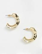 Asos Design Hoop Earrings In Abstract Folded Design In Gold - Gold