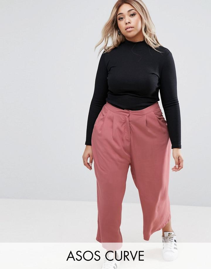Asos Curve Pleat Front Culotte - Pink