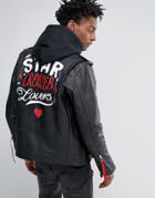 Reclaimed Vintage Inspired X Romeo & Juliet Leather Biker Jacket In Black - Black