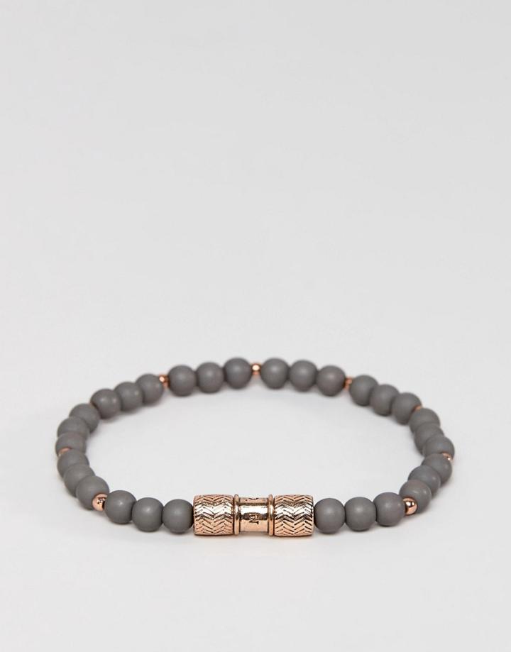 Icon Brand Gray Beaded Bracelet With Rose Gold Finish - Gray