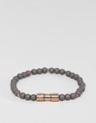 Icon Brand Gray Beaded Bracelet With Rose Gold Finish - Gray