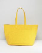 Warehouse Embossed Soft Pocket Tote Bag - Yellow