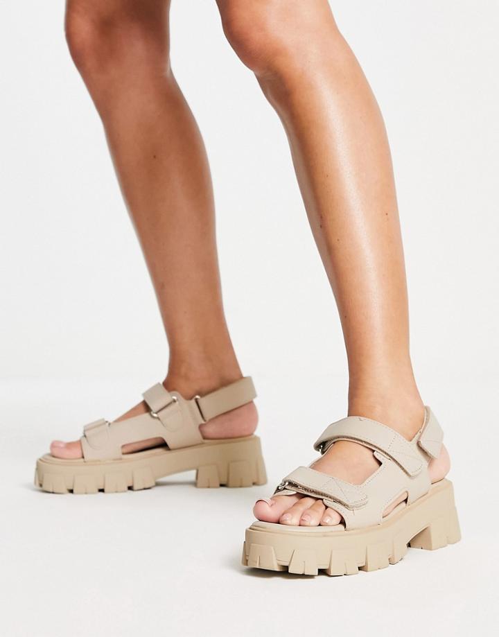 Public Desire Brighton Chunky Sporty Velcro Sandals In Camel-neutral