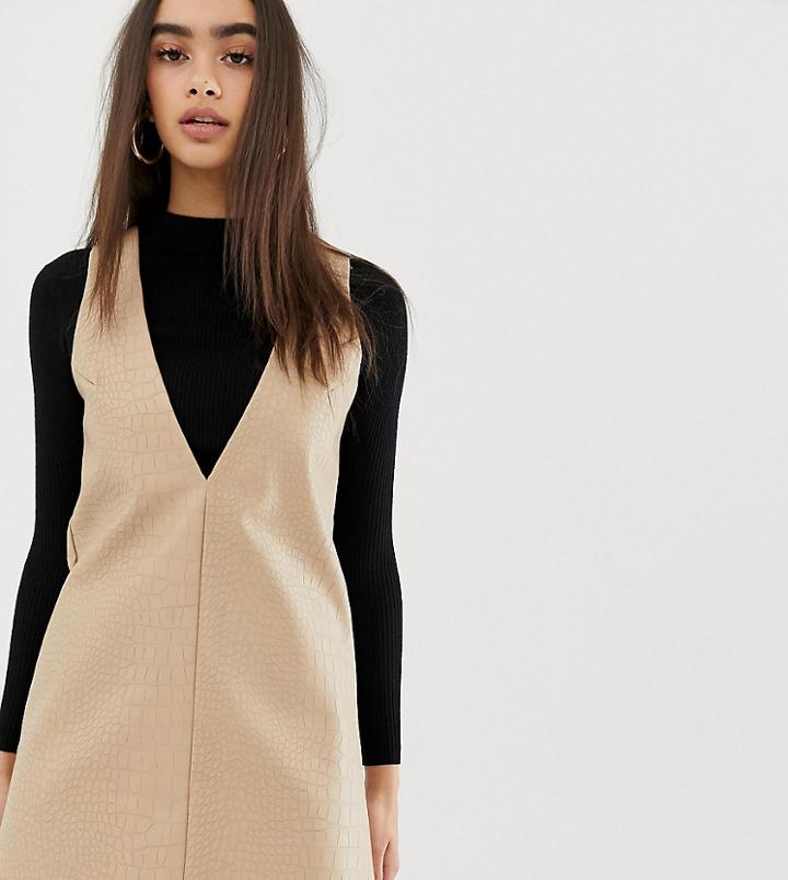 Unique21 Structured Mini Dress In Faux Croc-cream