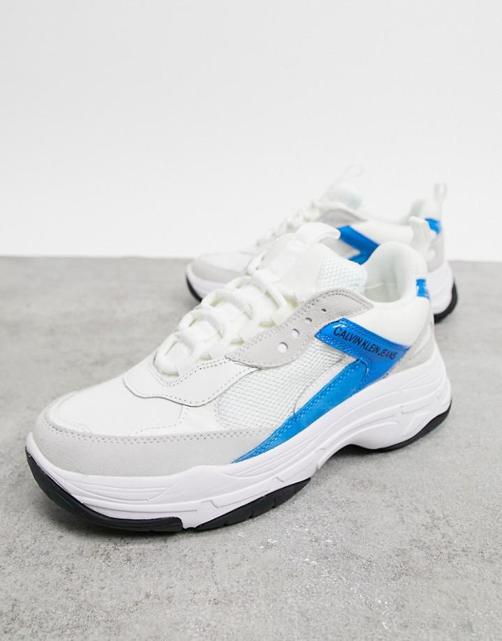 Calvin Klein Jeans Maya Sneakers In White/blue Aster-multi