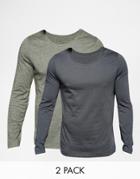 Asos Long Sleeve T-shirt With Scoop Neck 2 Pack Save 19% - Multi