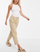 Asos Design Slouchy Peg Pants In Camel-brown