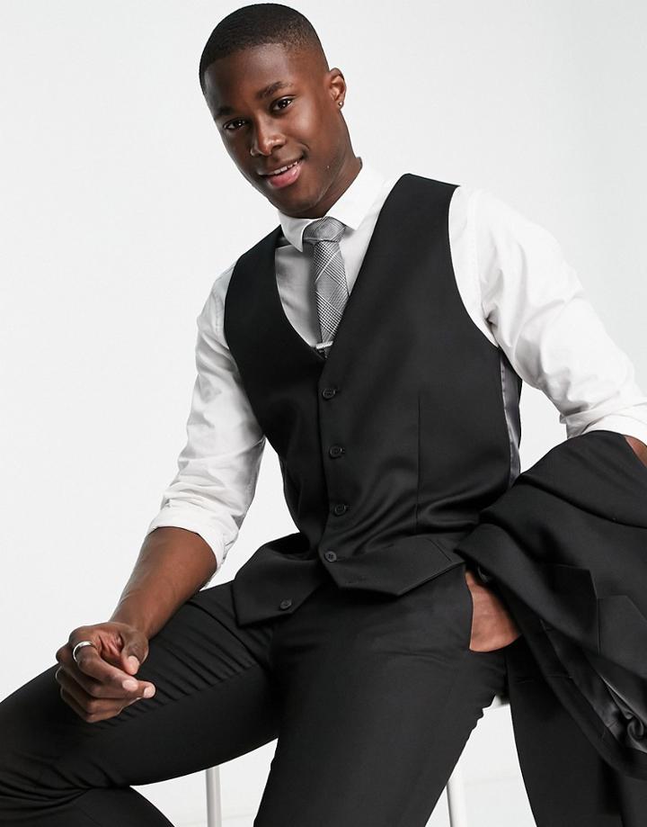 River Island Skinny Suit Vest In Black