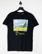 Topshop 'van Gogh' Motif T-shirt In Black