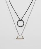 Icon Brand Trigonmetry Pendant Necklace In 2 Pack - Silver