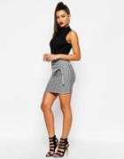 Missguided Tie Waist Pinstripe Mini Skirt - Gray