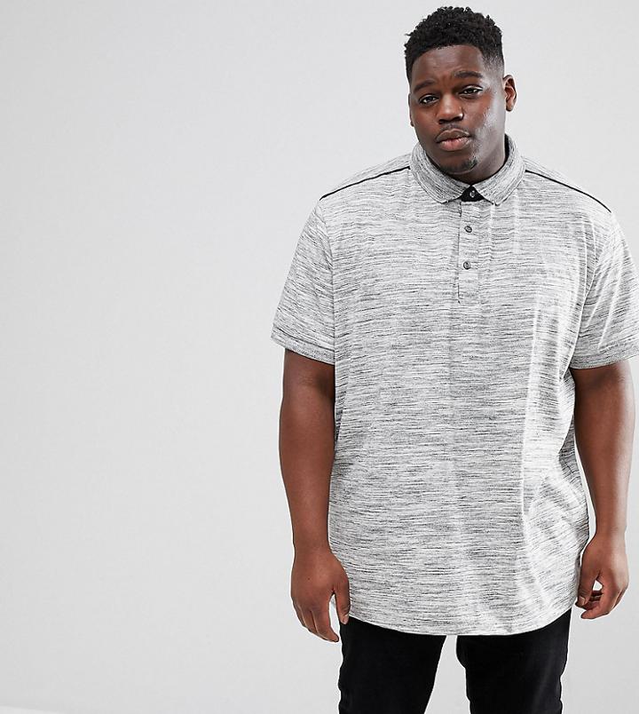 Loyalty And Faith Plus Marl Polo Shirt-gray