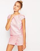 Lashes Of London Cropped Top In Jacquard - Pink