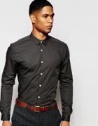 Asos Slim Shirt With Stretch In Charcoal - Charcoal