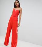 Asos Design Tall Jumpsuit With Structured Bodice And Wide Leg - Orange