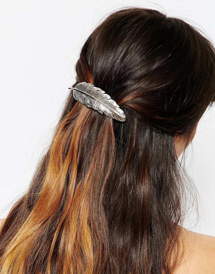 Asos Large Leaf Hair Clip - Rhodium