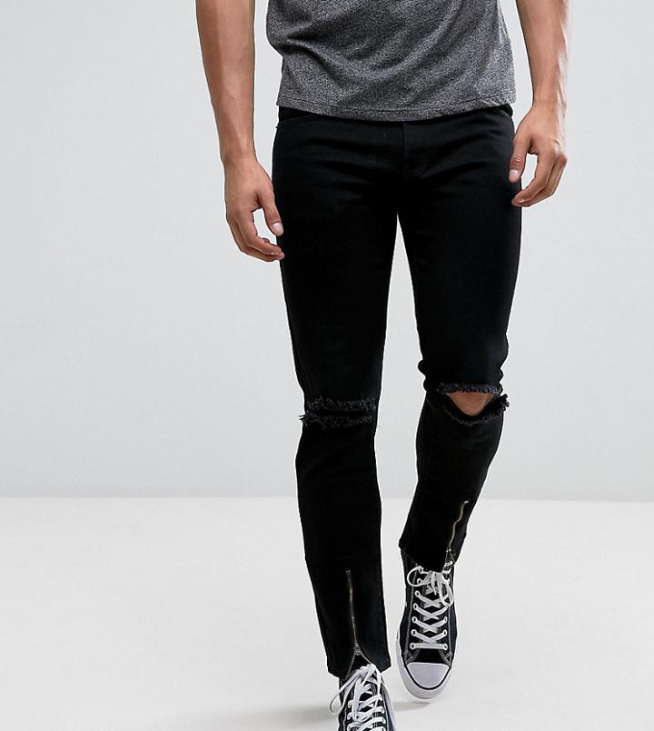 Liquor N Poker Skinny Zip Front Skinny Jeans - Black