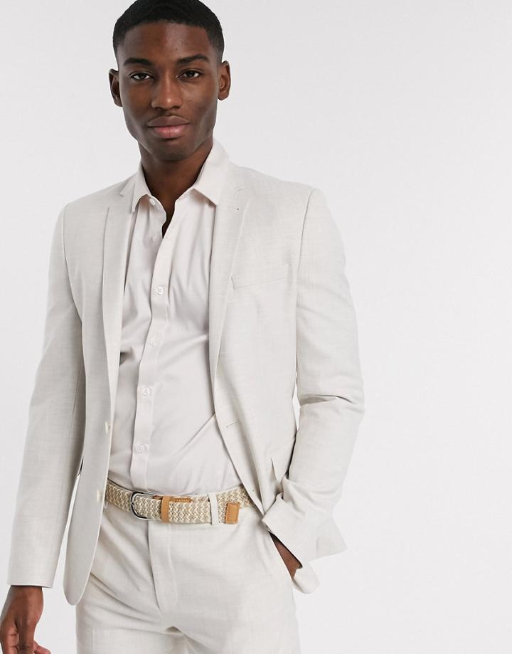 Asos Design Skinny Suit Jacket In Ice Gray-grey