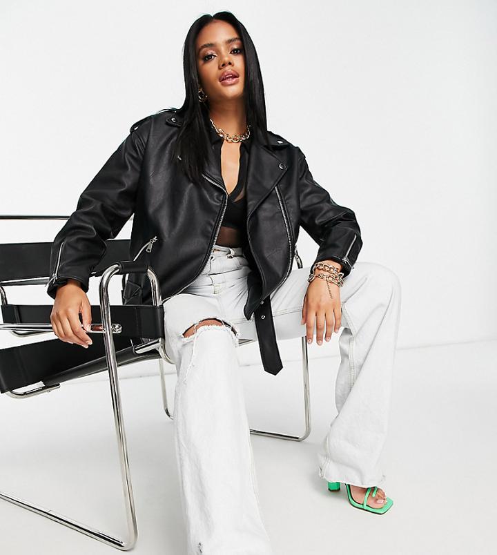 Missguided Boyfriend Biker Jacket In Black