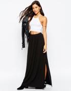 Asos Maxi Skirt With Button Side - Black