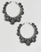 Asos Design Hoop Earrings In Cut Out Filigree Design In Silver - Silver