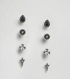 Reclaimed Vintage Inspired Cross Stud Earring Pack With Crosses Exclusive To Asos - Silver