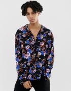 Collusion Oversized Floral Shirt - Black