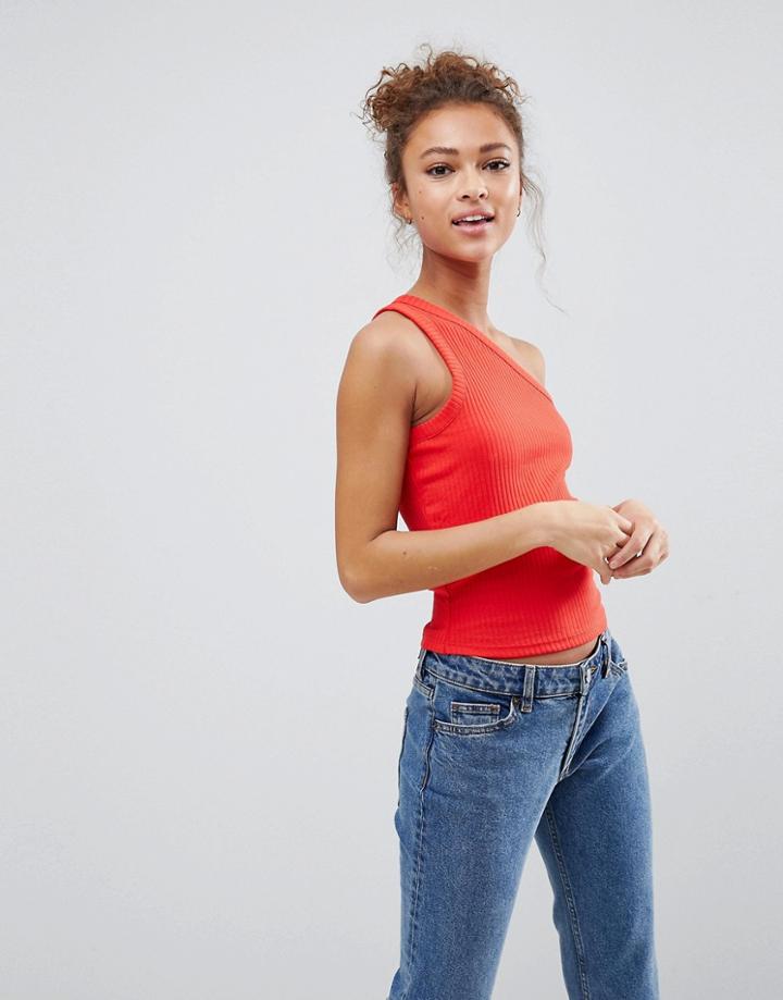 Monki One Shoulder Top - Red