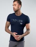 Emporio Armani Large Logo Crew Neck T-shirt In Muscle Fit - Navy