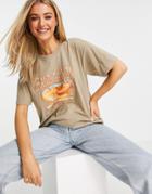 Daisy Street Relaxed Vintage Style T-shirt With Grand Canyon Graphic-green