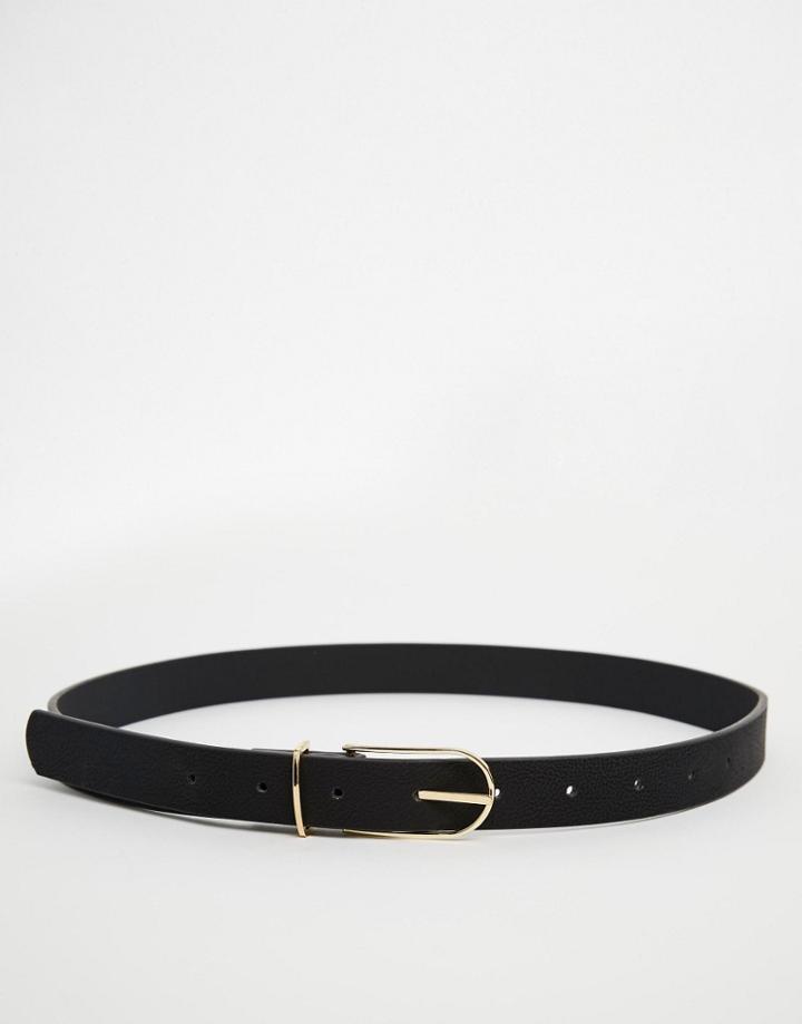 Asos Fine Oblong Clean Waist And Hip Belt - Black