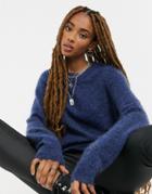 Object Nete Classic Crew Neck Sweater In Blue-blues