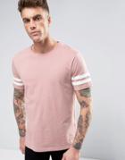 Brooklyn Supply Co College Stripe Sleeve T-shirt - Pink