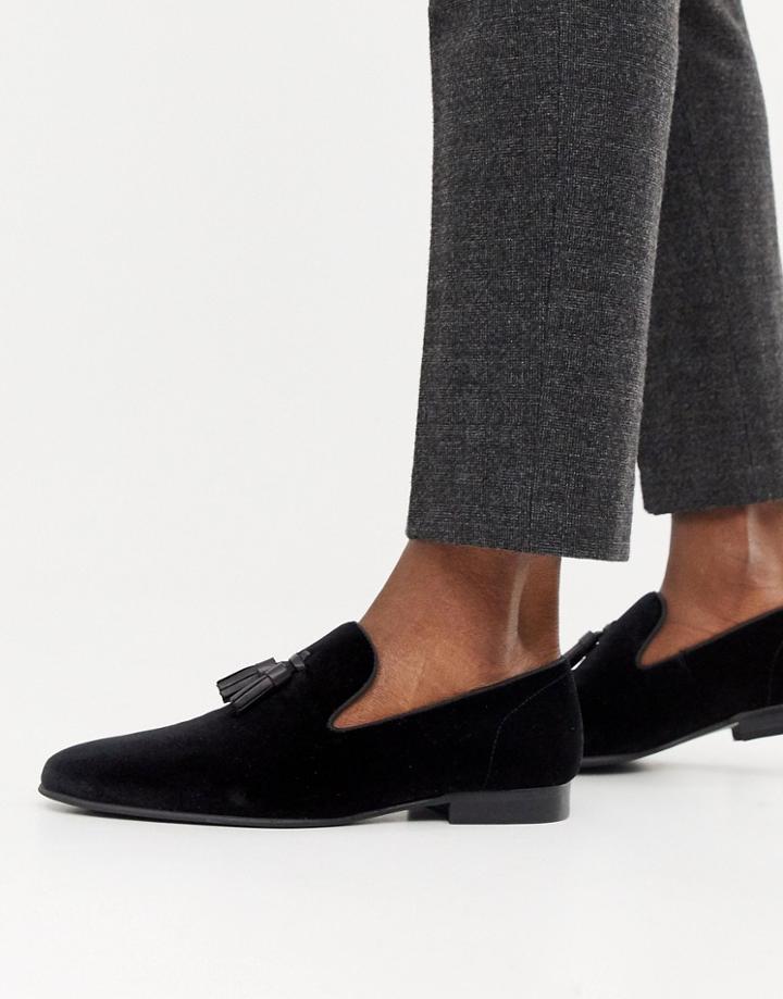 Office Imperial Tassel Loafers In Black Velvet - Black