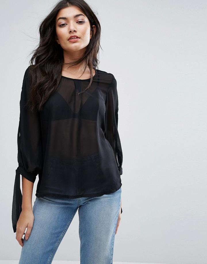 Jasmine Sheer Blouse - Black