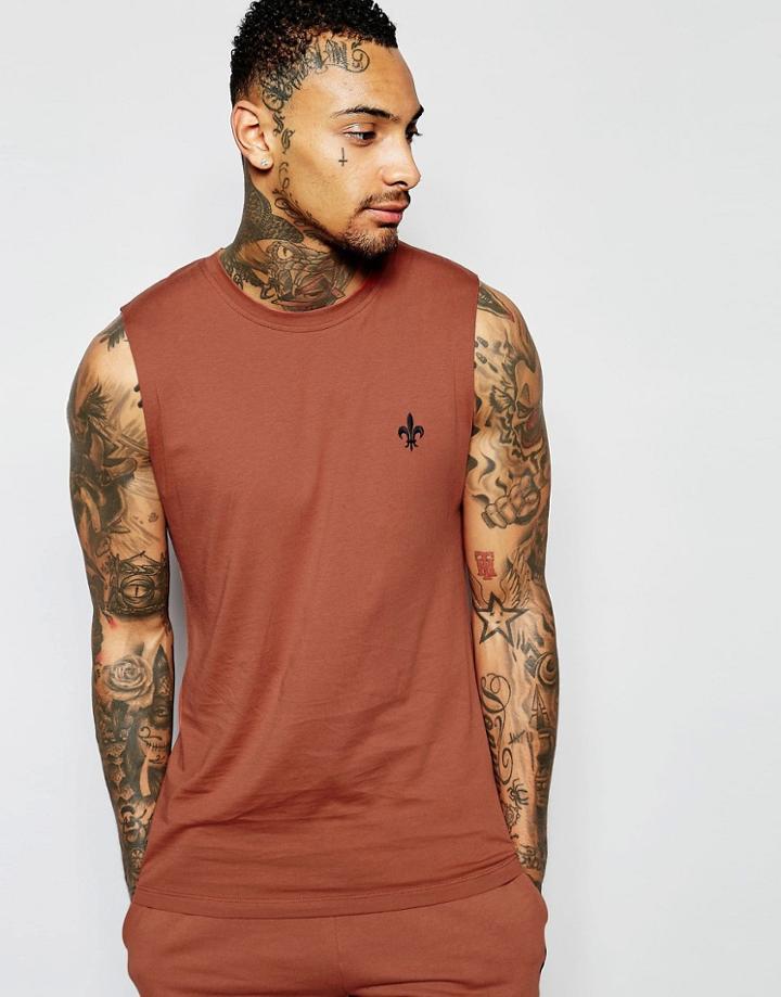 Criminal Damage Sleeveless T-shirt - Rust
