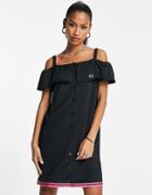 Fred Perry X Amy Winehouse Off The Shoulder Midi Dress In Black
