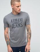 Armani Jeans T-shirt With Large Eagle Logo In Gray - Gray