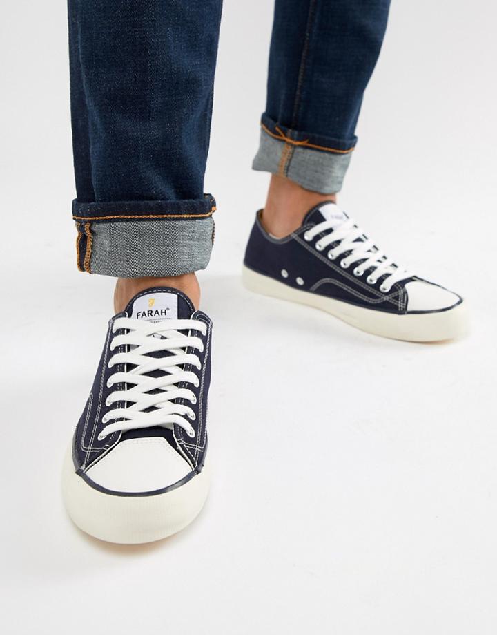 Farah Vintage Percy Suede Sneakers In Navy - Navy