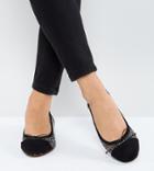 Asos Light Show Wide Fit Crystal Ballet Flats - Black