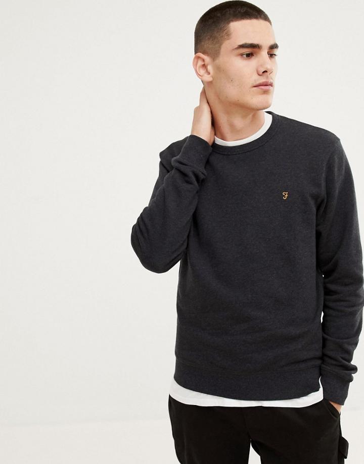 Farah Tim Crew Neck Sweat In Black - Black