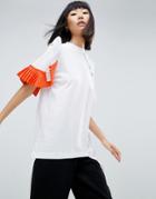 Asos White Asymmetric Pleated T-shirt - Multi