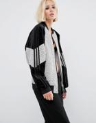 Adidas Originals Wool Contrast Panel Bomber Jacket - Cream