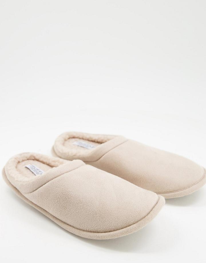 Truffle Collection Fluffy Mule Slipper In Cream-white