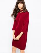 Paisie Cut Out Collar Dress - Berry