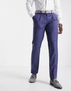 Noak Slim Suit Pants In Blue Pure Merino Wool Melange