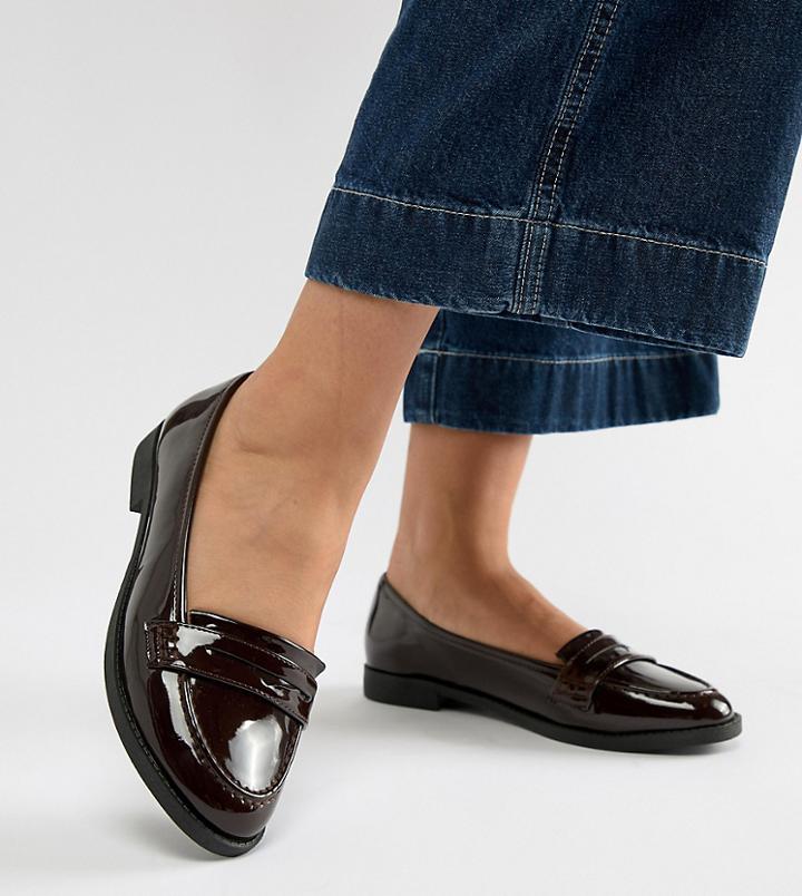 Asos Design Wide Fit Minny Flat Shoes - Red