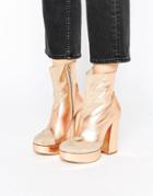 Terry De Havilland Metallic Leather Mega Platform Ankle Boots - Copper