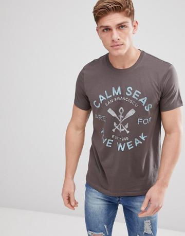 Esprit T-shirt With Washed Print - Gray