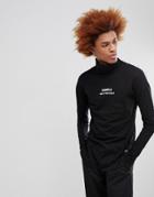 Sixth June Long Sleeve T-shirt In Black With Turtleneck And Print - Black